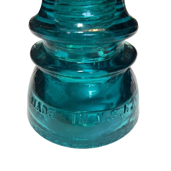 Vintage Set of 2 Hemingray 42 Aqua Blue Glass Insulator USA Primitive - Picture 5 of 10